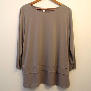 Calvin Klein gray 3/4 sleeve blouse sz L